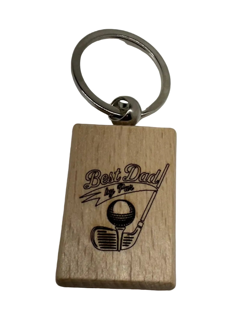 Best Dad By Par Key Chain - Wood