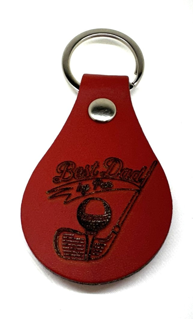 Best Dad By Par Key Chain - Leather