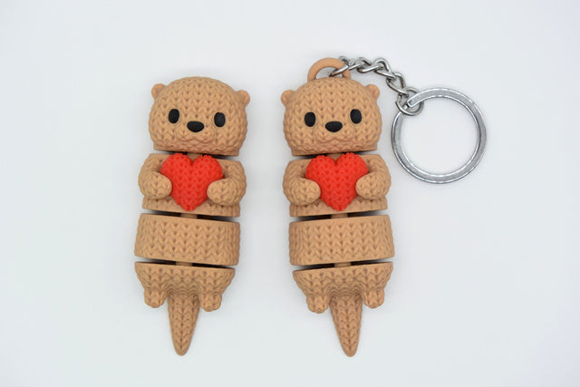 Knitted Articulated Otter With Heart