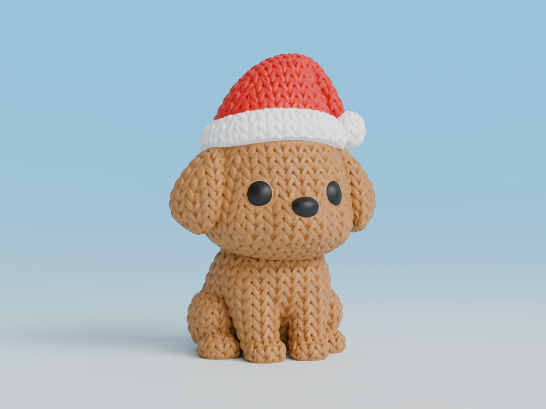 Knitted Dog with Santa Hat