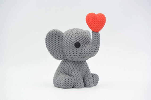 Knitted Elephant Blowing Heart