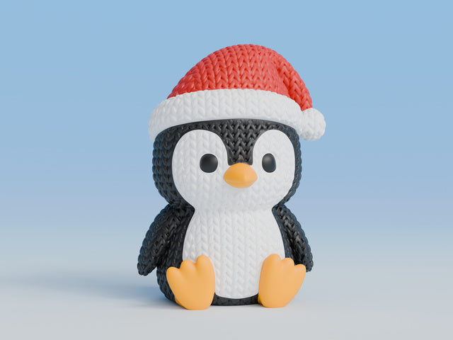 Knitted Penguin with Santa Hat