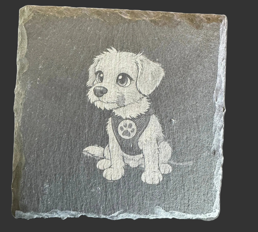 Slate Coaster with Pup